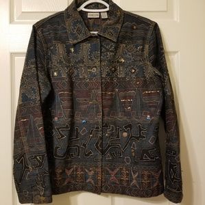 Chico's Patterned Button Down Jacket